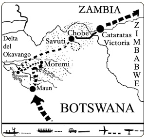 mapa de Botswana Flying Safari