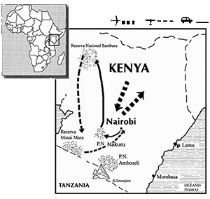 mapa de Kenya Flying Safari