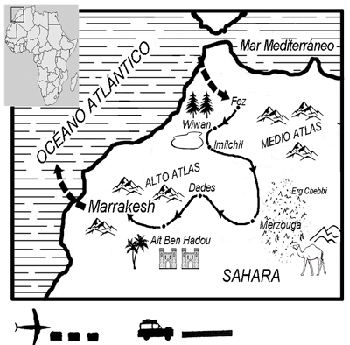 mapa de Imizig, la Ruta Bereber