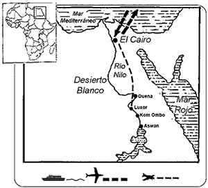mapa de En crucero a vapor por el Nilo