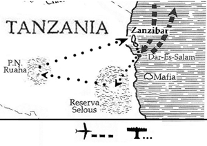 mapa de Tanzania South Flying Safari