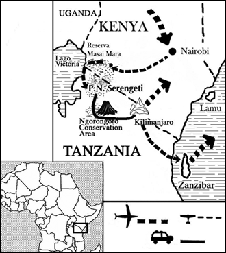 mapa de Kenya & Tanzania Flying Safari