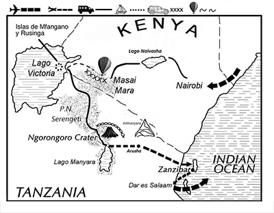 mapa de Memorias de África Clásico & Confort