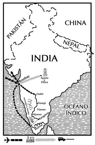 mapa viaje india sur