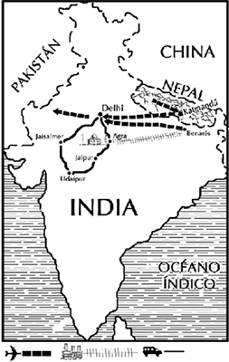 mapa de India del Norte y Nepal. Grupo