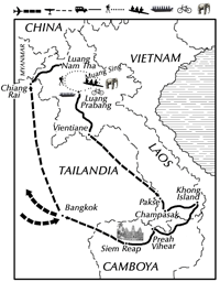 mapa de Laos y Camboya Aventura. Grupo