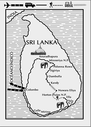mapa de Sri Lanka a medida