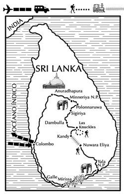mapa de Sri Lanka Grupo 17 días