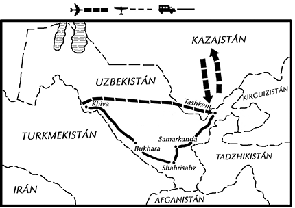 mapa de Uzbekistán a medida