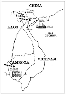 mapa de Vietnam y Camboya Grupo. 14 días