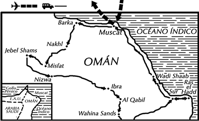 mapa de Omán Aventura