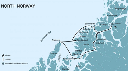 Haz clic para ver mapa de Norte de noruega en velero