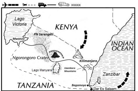 mapa de Tanzania Aventura
